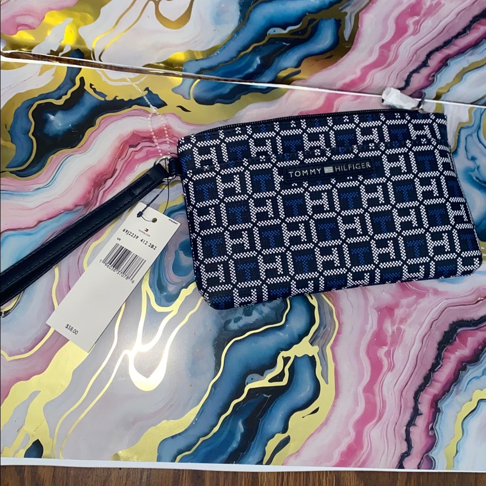 Tommy Hilfiger Navy and White Wristlet